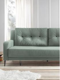 Sofa rozkładana z aksamitu Bergen (3-osobowa), Tapicerka: 100% aksamit poliestrowy, Nogi: metal lakierowany, Zielony miętowy, S 222 x G 92 cm