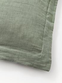 Taie d'oreiller jacquard en coton et lin Amita, Vert sauge, larg. 50 x long. 70 cm