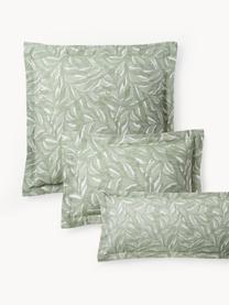 Taie d'oreiller jacquard en coton et lin Amita, Vert sauge, larg. 50 x long. 70 cm
