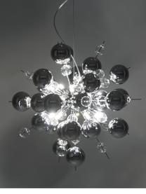 Závesná lampa zo sklenených guľôčok Explosion, Odtiene striebornej, Ø 65 cm