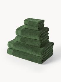 Sada ručníků z organické bavlny Premium, různé velikosti, 100 % bio bavlna, s certifikátem GOTS (certifikováno GCL International, GCL-300517)
Vysoká gramáž, 600 g/m², Tmavě zelená, 6dílná sada (ručník pro hosty, ručník a osuška)