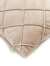Housse de coussin velours beige texturé Luka, Velours (100 % polyester), Beige, larg. 30 x long. 50 cm