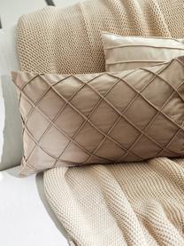 Fluwelen kussenhoes Luka in beige met structuur-ruitpatroon, Fluweel (100% polyester), Beige, B 30 x L 50 cm