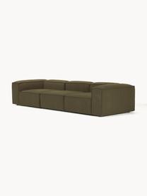 Modulares Sofa Lennon (4-Sitzer) aus Bouclé, Bezug: Bouclé (100 % Polyester) , Gestell: Massives Kiefernholz, Spe, Bouclé Olivgrün, B 327 x T 119 cm