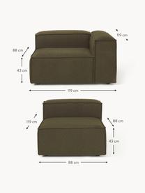 Modulares Sofa Lennon (4-Sitzer) aus Bouclé, Bezug: Bouclé (100 % Polyester) , Gestell: Massives Kiefernholz, Spe, Bouclé Olivgrün, B 327 x T 119 cm