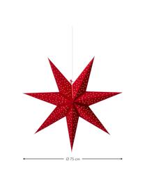 Estrella de Navidad de terciopelo Clara, Cable: plástico, Rojo, Ø 75 cm