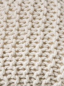 Pouf a maglia fatto a mano Dori, Rivestimento: 100% cotone, Bianco crema, Ø 55 x Alt. 35 cm