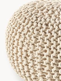 Pouf en tricot artisanal Dori, Blanc crème, Ø 55 x haut. 35 cm