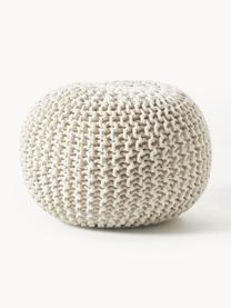 Pouf en tricot artisanal Dori, Blanc crème, Ø 55 x haut. 35 cm