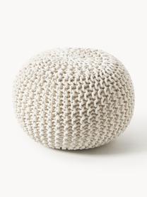 Pouf en tricot artisanal Dori, Blanc crème, Ø 55 x haut. 35 cm