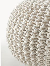 Pouf en tricot artisanal Dori, Blanc crème, Ø 55 x haut. 35 cm