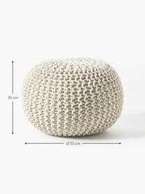 Pouf en tricot artisanal Dori, Blanc crème, Ø 55 x haut. 35 cm