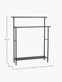 Étagère porte-serviettes Dora, Acier inoxydable, revêtement par poudre, Noir, haute brillance, larg. 73 x haut. 88 cm