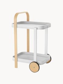 Carrello da portata Bellwood, Struttura: metallo rivestito, Manico: legno, Ruote: gomma, Bianco, legno chiaro, Larg. 53 x Alt. 80 cm