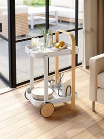 Barcart Bellwood, Frame: gecoat metaal, Wit, helder hout, B 53 x H 80 cm