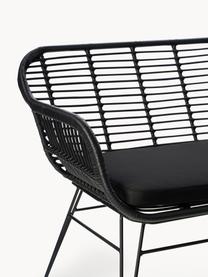 Polyrattan-Sitzbank Costa, Sitzfläche: Polyethylen-Geflecht, Gestell: Metall, pulverbeschichtet, Schwarz, B 126 x H 81 cm