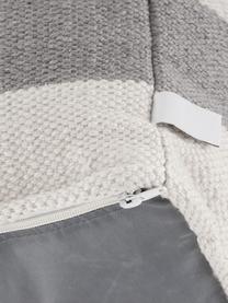 Gestreifter Pouf Lani, handgewebt, Bezug: 100% recyceltes Polyester, Off White, Hellgrau, B 40 x H 40 cm