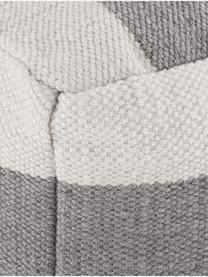 Gestreifter Pouf Lani, handgewebt, Bezug: 100% recyceltes Polyester, Off White, Hellgrau, B 40 x H 40 cm