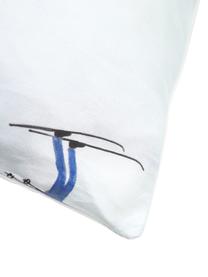 Designer katoenen perkal kussenhoes Ski van Kera Till, Weeftechniek: perkal Draaddichtheid 180, Lichtblauw, B 60 x L 70 cm