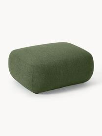 Puf reposapiés en tejido bouclé Sofia, Tapizado: tejido bouclé (100% polié, Estructura: madera de abeto, tablero , Patas: plástico Este producto es, Bouclé verde oscuro, An 75 x F 96 cm