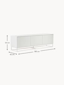 Tv-meubel Lyckeby, Frame: gelakt MDF, Poten: gepoedercoat metaal, Wit, B 180 x H 54 cm