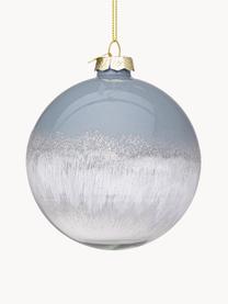 Boules de Noël Elegance, tailles variées, Verre, Gris-bleu, blanc, argenté, Ø 10 x haut. 10 cm, 8 pièce