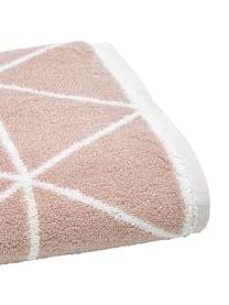Sada oboustranných ručníků s grafickým vzorem Elina, 3 díly, Růžová, krémově bílá, Sada s různými velikostmi