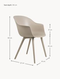 Zahradní židle s područkami Bat, Umělá hmota, odolná vůči povětrnostním vlivům, Světle béžová, matná, Š 61 cm, H 57 cm