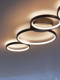 Grote dimbare LED plafondlamp Cirque, Lampenkap: gecoat aluminium, Diffuser: kunststof, Zwart, B 98 x H 6 cm