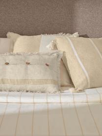 Gestreepte kussenhoes Silene met kwastjes, 100% katoen, Beige, 45 x 45 cm