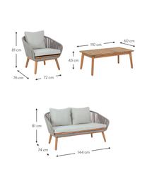 Set lounge de exterior Annecy, 4 pzas., Madera, textil, Beige, Set de diferentes tamaños