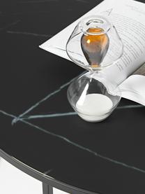 Runder Couchtisch Antigua mit Glasplatte in Marmor-Optik, Tischplatte: Glas, matt bedruckt, Gestell: Stahl, pulverbeschichtet, Marmor-Optik Schwarz, Schwarz matt, Ø 80 cm