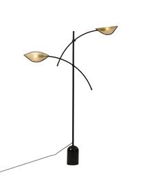 Stehlampe Freja aus Wiener Geflecht, Schwarz, Hellbraun, H 160 cm