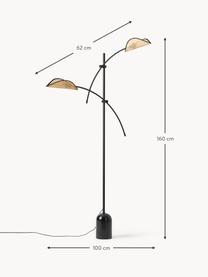 Stojacia lampa z viedenského výpletu Freja, Čierna, svetlohnedá, V 160 cm