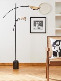 Lampadaire en cannage Freja, Noir, brun clair, haut. 160 cm