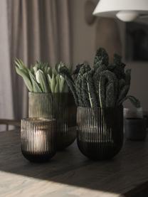 Vase en verre Simple Stripe, haut. 18 cm, Verre, Grège, translucide, Ø 16 x haut. 18 cm