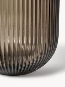 Jarrón de vidrio Simple Stripe, 18 cm, Vidrio, Greige semitransparente, Ø 16 x Al 18 cm