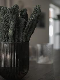 Sklenená váza Simple Stripe, V 18 cm, Sklo, Hnedosivá, polopriehľadná, Ø 16 x V 18 cm