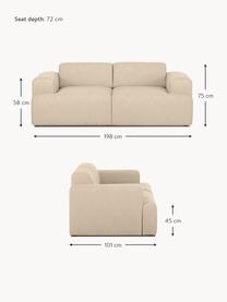 Sofa Melva (2-Sitzer), Bezug: 100% Polyester Der hochwe, Gestell: Massives Kiefernholz, Spa, Webstoff Beige, B 198 x T 101 cm