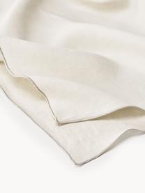 Mantel de lino con ribete Kennedy, 100% lino lavado con certificado European Flax, Off White, De 6 a 8 comensales (An 140 x L 250 cm)