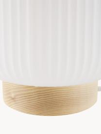 Petite lampe de chevet scandi Milford, Blanc opalescent, bois clair, Ø 20 x haut. 21 cm