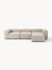 Modulares Sofa Lennon (4-Sitzer) aus Leinen-Mix mit Hocker, Bezug: 50 % Viskose, 25 % Leinen, Gestell: Fichtenholz, Sperrholz, m, Füße: Kunststoff Dieses Produkt, Leinen-Mix Grau, B 329 x T 207 cm