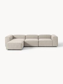 Modulares Sofa Lennon (4-Sitzer) aus Leinen-Mix mit Hocker, Bezug: 50 % Viskose, 25 % Leinen, Gestell: Fichtenholz, Sperrholz, m, Leinen-Mix Grau, B 329 x T 207 cm