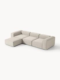 Modulares Sofa Lennon (4-Sitzer) aus Leinen-Mix mit Hocker, Bezug: 50 % Viskose, 25 % Leinen, Gestell: Fichtenholz, Sperrholz, m, Leinen-Mix Grau, B 329 x T 207 cm