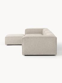 Modulares Sofa Lennon (4-Sitzer) aus Leinen-Mix mit Hocker, Bezug: 50 % Viskose, 25 % Leinen, Gestell: Fichtenholz, Sperrholz, m, Leinen-Mix Grau, B 329 x T 207 cm