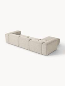 Modulares Sofa Lennon (4-Sitzer) aus Leinen-Mix mit Hocker, Bezug: 50 % Viskose, 25 % Leinen, Gestell: Fichtenholz, Sperrholz, m, Füße: Kunststoff Dieses Produkt, Leinen-Mix Grau, B 329 x T 207 cm