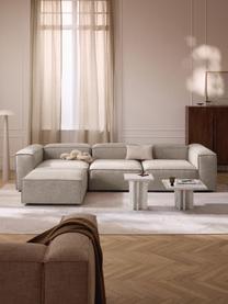 Modulares Sofa Lennon (4-Sitzer) aus Leinen-Mix mit Hocker, Bezug: 50 % Viskose, 25 % Leinen, Gestell: Fichtenholz, Sperrholz, m, Füße: Kunststoff Dieses Produkt, Leinen-Mix Grau, B 329 x T 207 cm