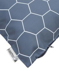 Gemustertes Outdoor-Kissen Honeycomb, 100% Polyester, Dunkelgrau, Weiss, B 47 x L 47 cm