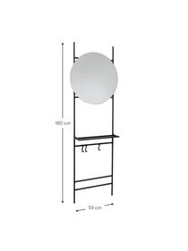 Nástěnný věšák se zrcadlem Nucleos, Černá, Š 59 cm, V 180 cm