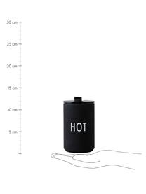 Taza para llevar de diseño Favourite HOT, Acero inoxidable recubierto, Negro, blanco, Ø 8 x Al 13 cm, 350 ml